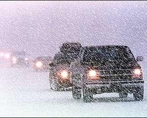 Cars on a winter road