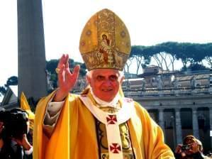 Pope Benedict XVI performing a blessing during the canonization mass in St. Peter's Square in Rome, Italy on Sunday October 12, 2008.