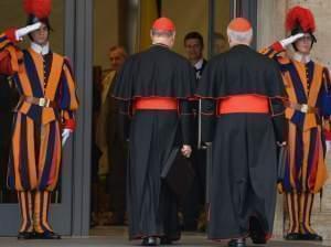 Cardinals gathered in Vatican City on Monday, a day before the papal selection process known as the conclave begins.