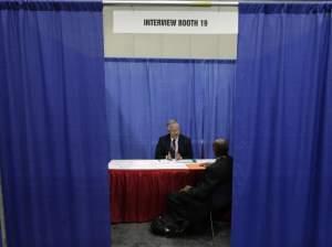 a man being interviewed for a job