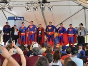 the judging stage at the Superman Costume Contest in Metropolis, IL