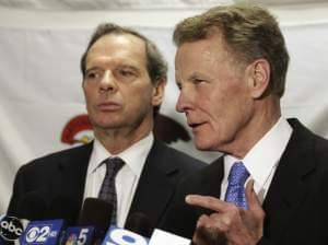 Illinois House Speaker Michael Madigan, with Senate President John Cullerton 