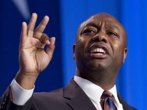 Sen. Tim Scott, R-S.C., speaks during the Values Voter Summit, held by the Family Research Council Action in Oct. 2013.