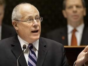 Gov. Pat Quinn delivers the State of the State Address to a joint session of the General Assembly at the Illinois State Capitol on Jan. 29.