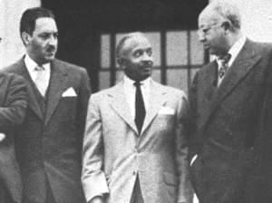 Pictured in this 1954 handout photo is Louis Redding, center, on the steps of the Supreme Court Building, in Washington, D.C., with other NAACP attorneys who argued the school segregation case, Brown vs. Board of Education, From left are, Special Cou