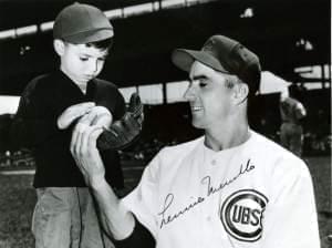 Lennie Merullo and his son, Len ‘Boots’ Merullo at Wrigley Field.