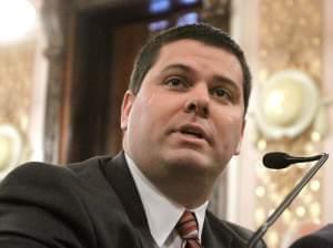 Jonathon Monken, director of the Illinois Emergency Management Agency, during an Illinois Senate Energy Committee hearing at the Illinois State Capitol Thursday, March 31, 2011, in Springfield, Ill.
