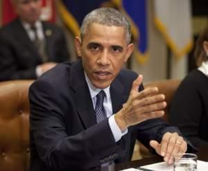 President Barack Obama speaks in the Roosevelt Room of the White House in Washington Tuesday,