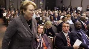 University of Virginia President Teresa Sullivan in April.