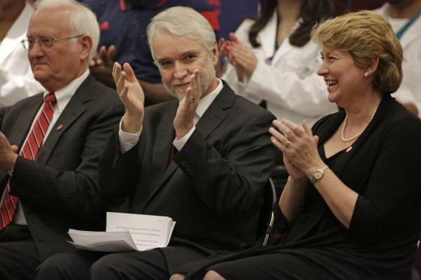 Current U of I President Robert Easter, incoming president Timothy Killeen, and Kileen's wife Roberta Johnson in Chicago