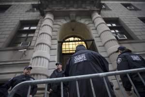 Security personnel outside the Richmond County Supreme Court