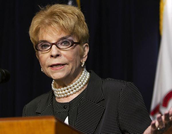 July 2013 file photo of Illinois Comptroller Judy Baar Topinka speaking in Chicago. 