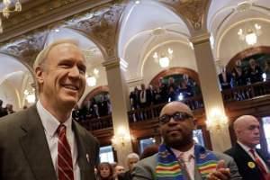 Governor Bruce Rauner before his budget address Wednesday.
