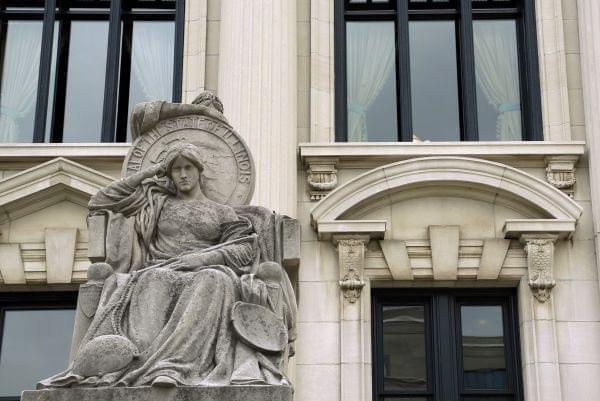 Statues outside the Illinois Supreme Court building