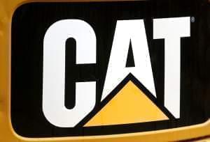 A June 10 photo of the Caterpillar logo on earth moving equipment in Springfield.