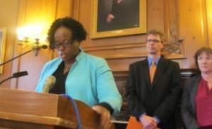 St. Rep. Carol Ammons speaking at the University of Illinois Urbana campus. 