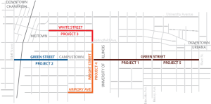 A map of the construction work scheduled for the MCORE project.