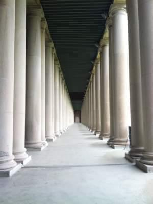 198 names of students, faculty and staff who died in WWI were inscribed into limestone columns surrounding Memorial Stadium in Champaign.