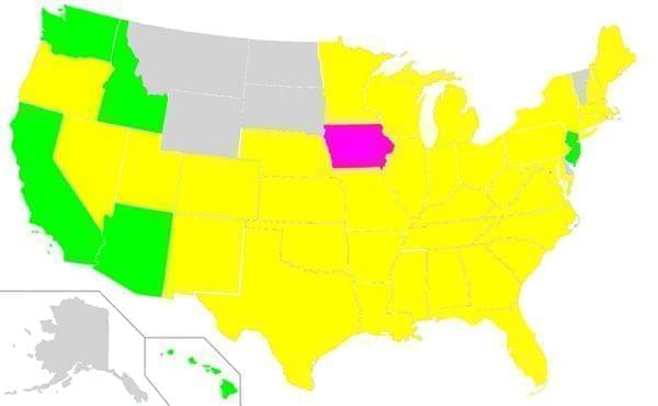 A United States map showing redistricting methods by state