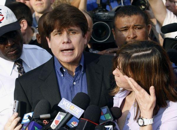 Former Illinois Governor Rod Blagojevich speaking to reporters in 2012