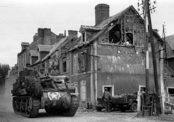 An American tank in Carentan, France - June 1944