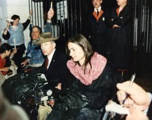 Illinois activist Marca Bristo and Justin Dart, known as the father of the ADA, at a 1989 march to the White House to call for passage of the Americans with Disabilities Act.
