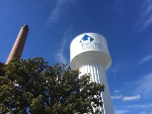 A water tower on the Eastern Illinois University campus.
