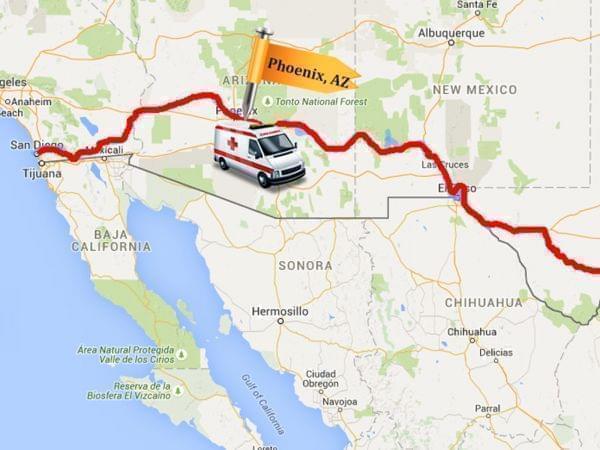 A map showing the distance Ray Spooner had completed on his ride.