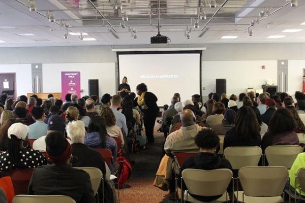 Black Lives Matter co-founder, Opal Tometi delivers a lecture at the University of Illinois at Urbana-Champaign