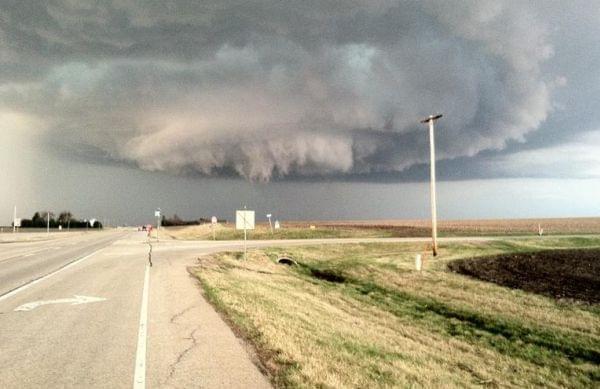 The storm that created the Good Hope tornado, as seen from Route 67 and Airport Road north of Macomb.