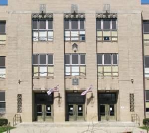 Entrance to Champaign Central High School.