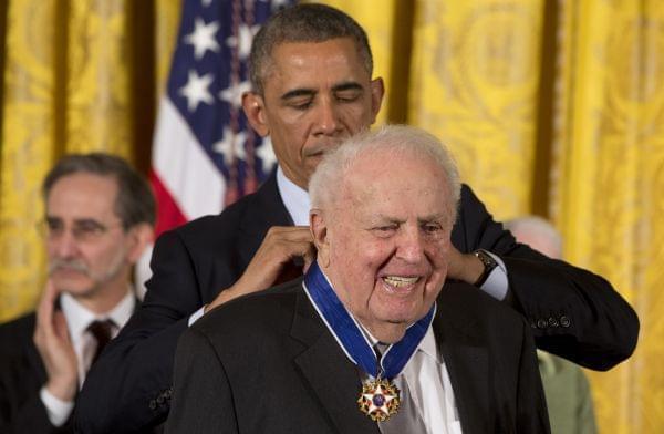 President Barack Obama awards former Illinois Rep. Abner Mikva the Presidential Medal of Freedom, Monday, Nov. 24, 2014, during a ceremony in the East Room of the White House in Washington.