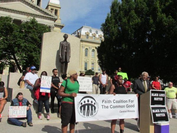 Robert Moore addresses the crowd at the Black Lives Matter rally in Springfield.