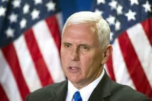 Republican vice president candidate, Indiana Gov. Mike Pence speaks at the Republican National Headquarters on Capitol Hill in Washington, Tuesday, Sept. 13.