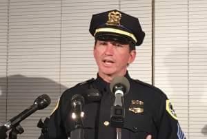 Des Moines Police Sgt. Paul Parizek speaks during a news conference Wednesday, at Des Moines police headquarters. 