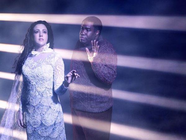 man and woman on stage of L’Amour de Loin performance