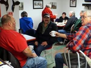 Some of the regulars at Double-B Cafe in Beloit share conversation as they wait for refills.