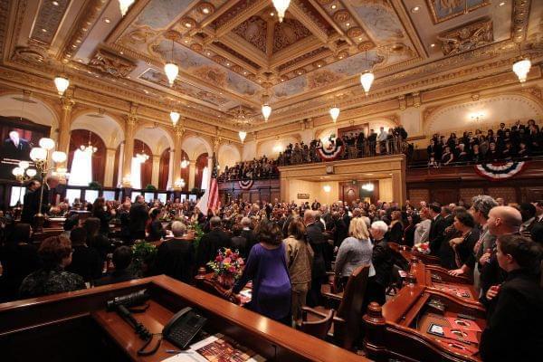 Members of the Illinois Senate were sworn in on Wednesday, Jan. 11, 2017. It was the opening of Illinois' 100th General Assembly.