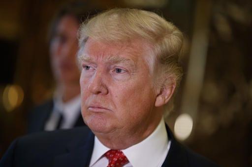 President-elect Donald Trump listens to a reporters question at Trump Tower in New York, Monday, Jan. 9, 2017.