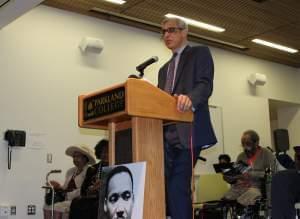 U of I Professor Chris Benson delivered the keynote address at the Rev. Dr. Martin Luther King Jr. Celebration and Awards event Friday at Parkland College. 