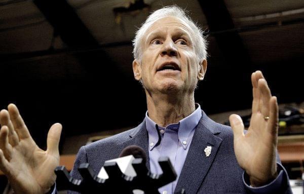 In this Wednesday, Nov. 16, 2016, file photo, Illinois Gov. Bruce Rauner speaks to reporters after meeting with legislative leaders during veto session in Springfield.