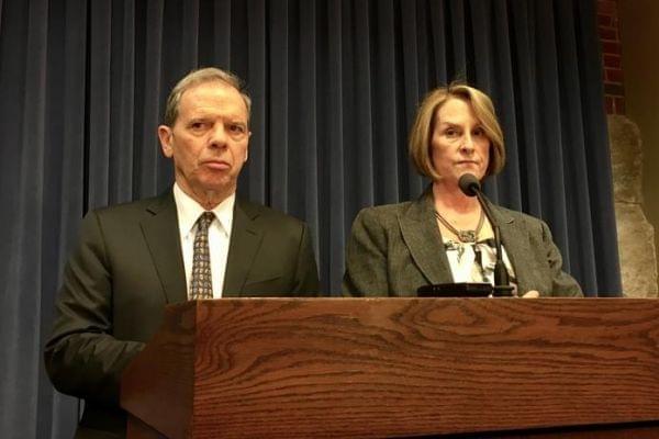 Senate President John Cullerton and Republican Leader Christine Radogno speak to reporters earlier this month.