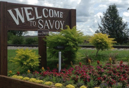 Village of Savoy welcome sign