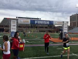 The finish line of the Illinois Marathon on Saturday morning. 