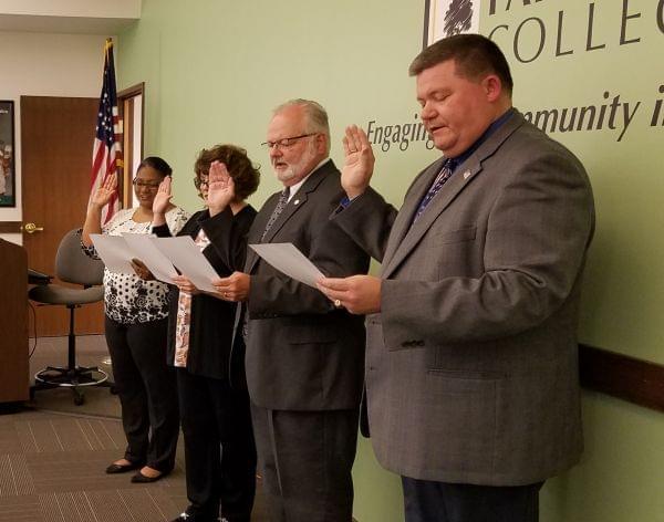 Parkland Trustees being sworn in: Rochelle Harden, Bianca Green, Dana Trimble and Greg Knott.