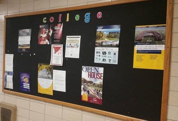 The college billboard at Sycamore High School