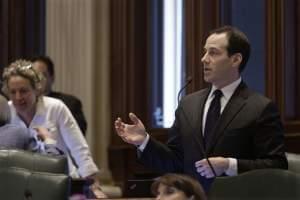 In this file photo, Illinois Rep. Scott Drury, D-Highwood, argues legislation while on the House floor during session at the Illinois State Capitol Tuesday, May 31, 2016, in Springfield, Ill.