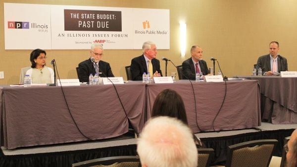 Panel at the Illinois Issues budget forum in Champaign.