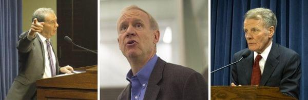 Senate President John Cullerton, Gov. Bruce Rauner, and House Speaker Michael Madigan are pictured in file photos.