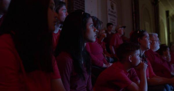 A screenshot from the film "Standing Rock 19,000 Mascots 0," written by student Gabriela Ines DeLisle Diaz and directed by Rachel Berry.